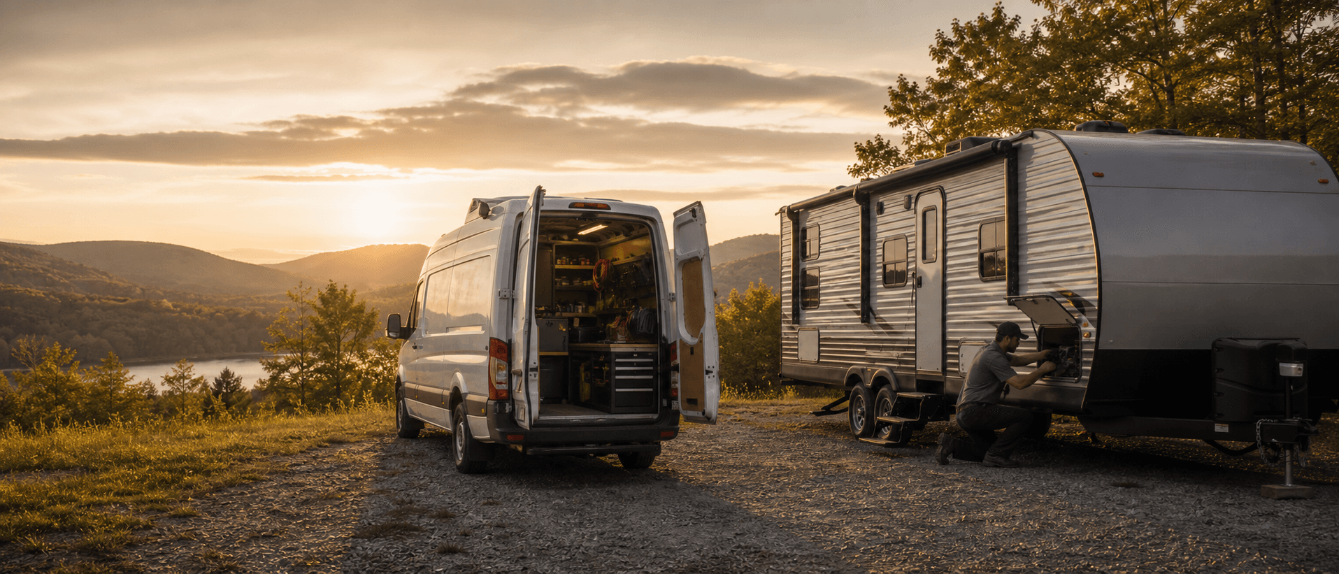 Wander technician providing mobile RV service